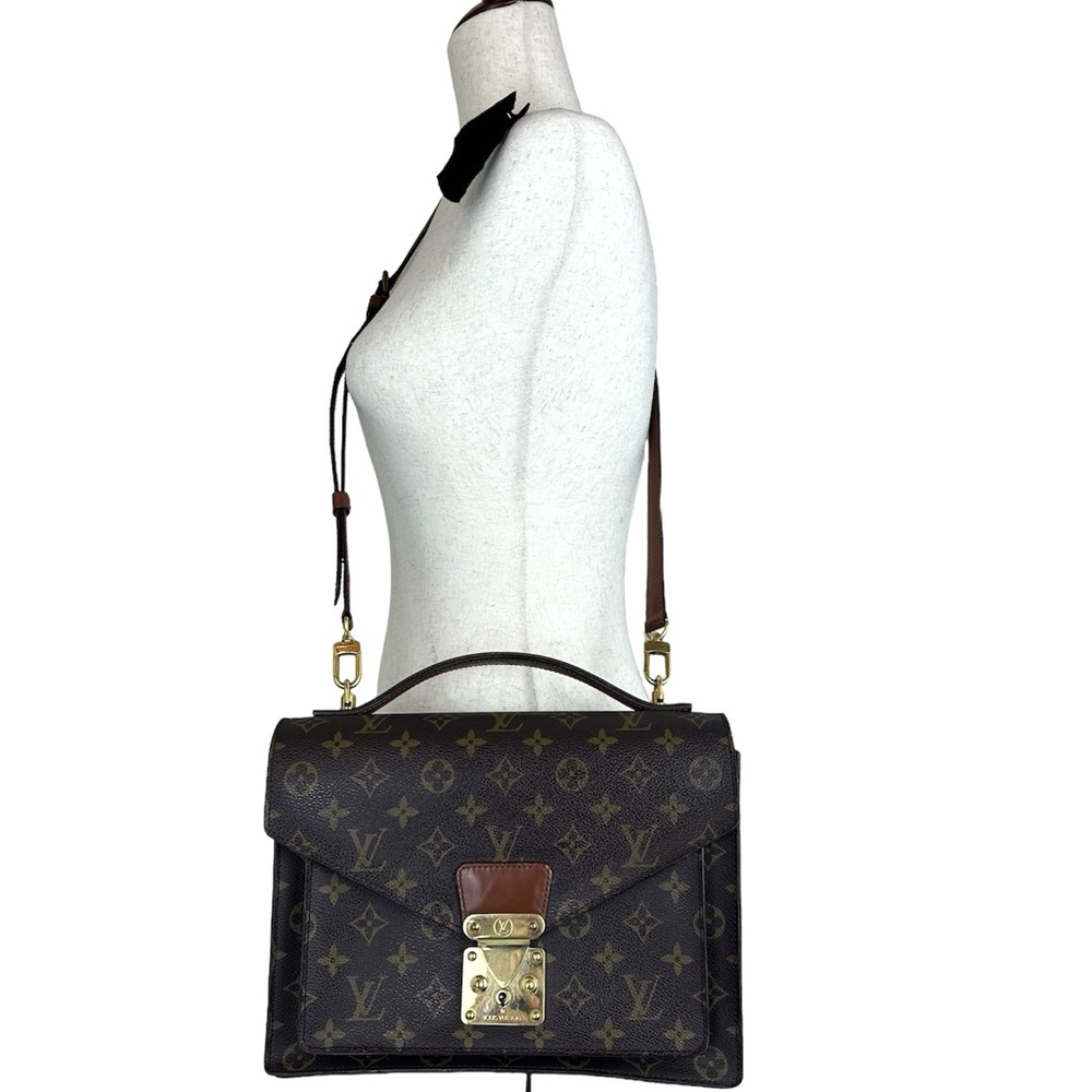 Louis Vuitton LV  Monceau S-Lock Bag Brown Monogram 2-Way Bag - Picture 3 of 14